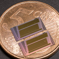 A 5 cent coin with micro chips on it