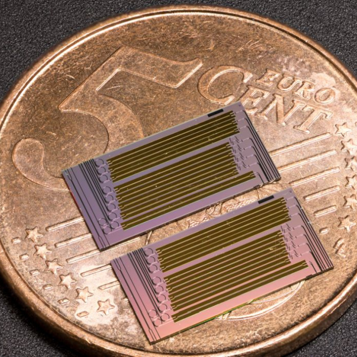 A 5 cent coin with micro chips on it